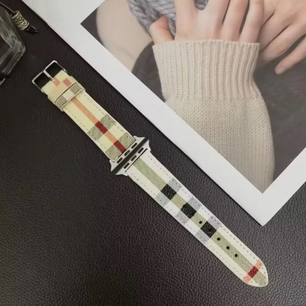 Leather Plaid Apple Watch Band 38/40/41/42/44 - Picture 16 of 16